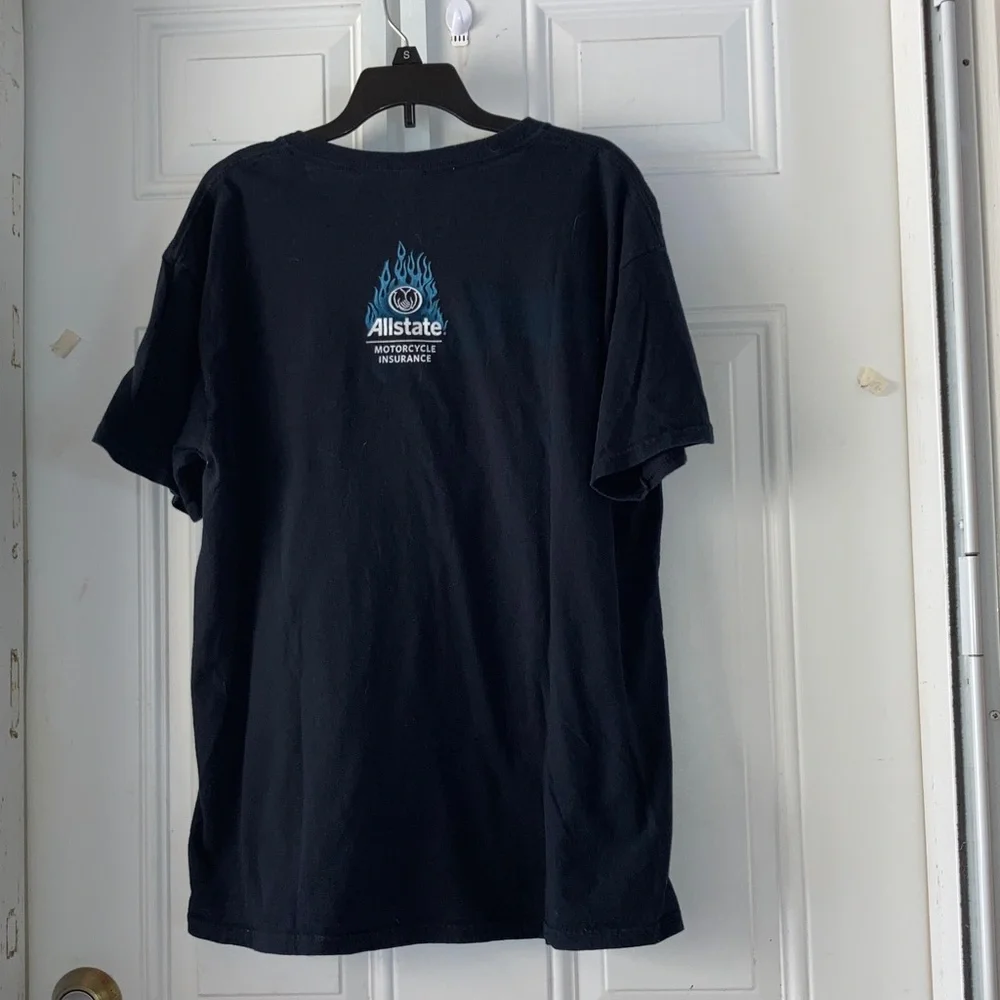 HARLEY DAVIDSON Vintage Perewitz Motorcycles Flames Black T Shirt Mens Large - Picture 4 of 8